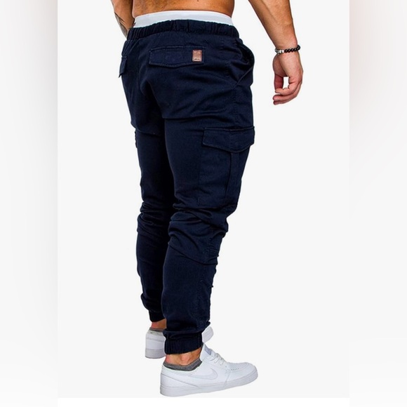 Men’s Cargo Navy Pants, Drawstring, Elastic Bottom, Size Large - Picture 10 of 11